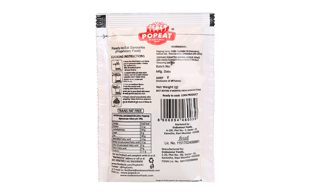 PopEat Delicious Popcorn Butter Delight Flavour   Pack  60 grams
